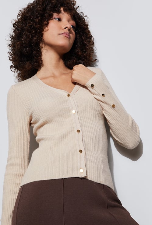 CODE Ribbed Knit Cardigan