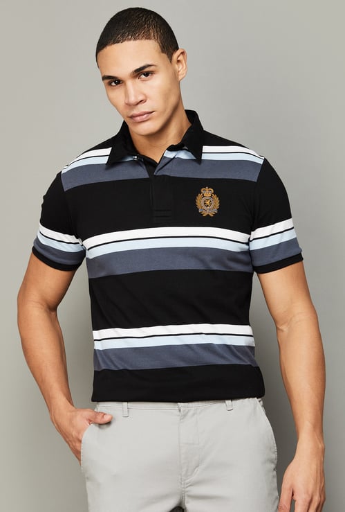 FAHRENHEIT Striped Polo T-shirt