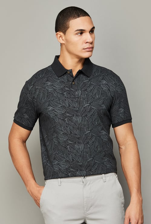FAHRENHEIT Botanical Print Polo T-shirt