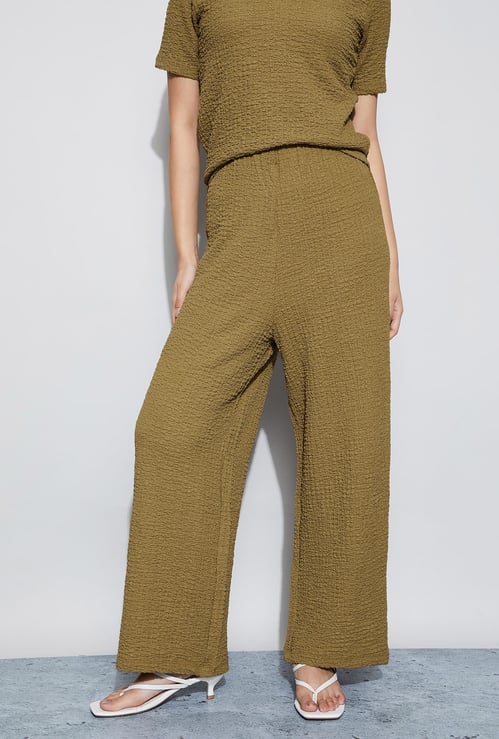 CODE Textured Wide Leg Trousers