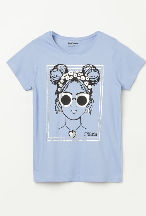 FAME FOREVER Girls Graphic Print T-shirt