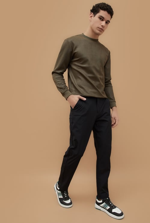 CODE Solid Mid-Rise Flat Front Trousers