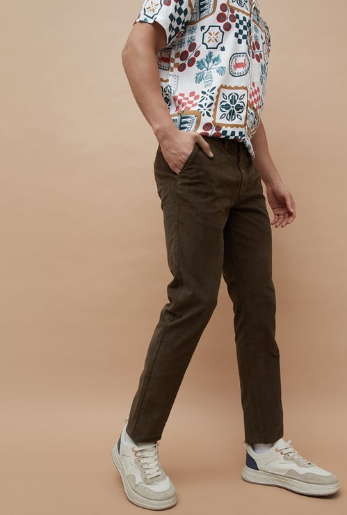 CODE Solid Regular Fit Trousers