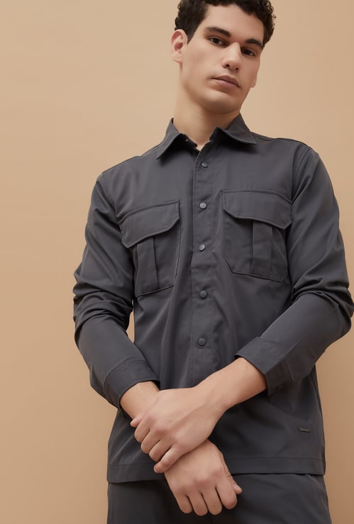 CODE Solid Regular Fit Shacket