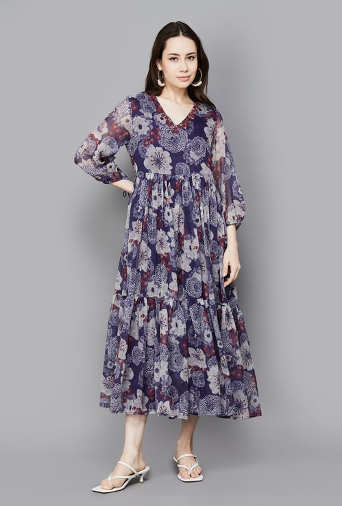 W Floral Print Midi Dress