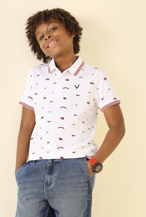 ALLEN SOLLY Boys Printed Polo T-shirt