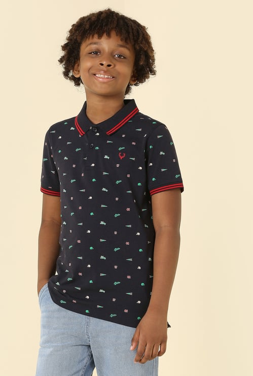 ALLEN SOLLY Boys Printed Polo T-shirt
