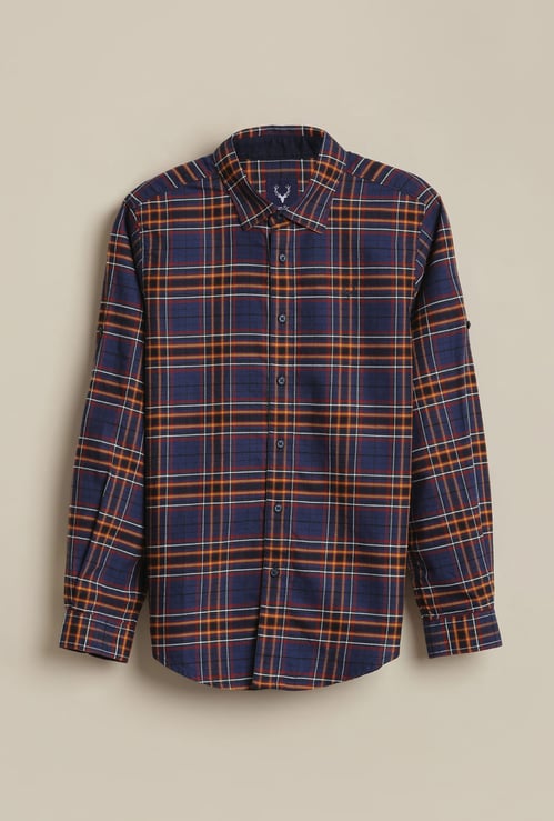 ALLEN SOLLY Boys Checked Slim Fit Shirt