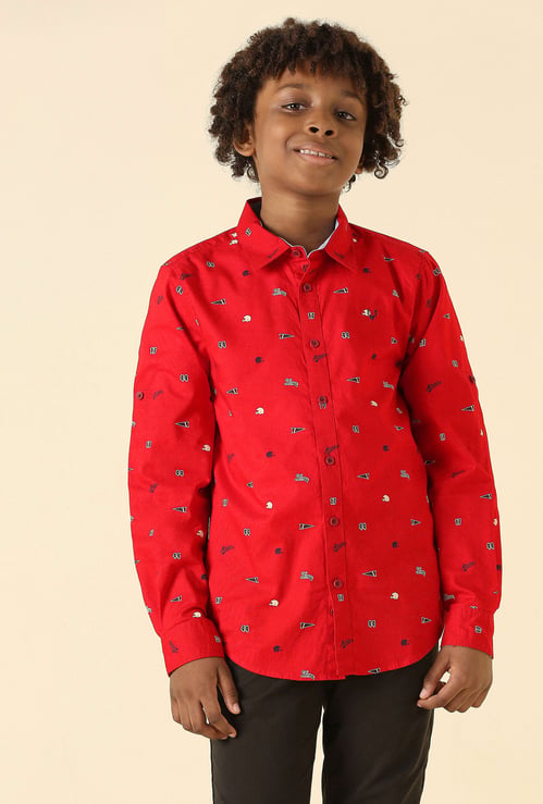 ALLEN SOLLY Boys Printed Slim Fit Shirt