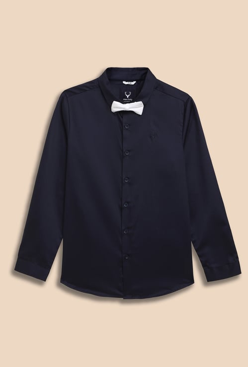 ALLEN SOLLY Boys Solid Slim Fit Shirt with Bow Tie