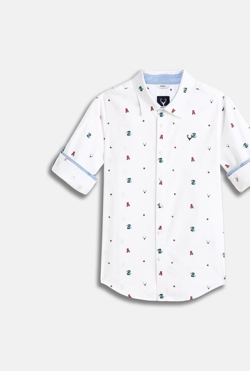 ALLEN SOLLY Boys Printed Slim Fit Shirt