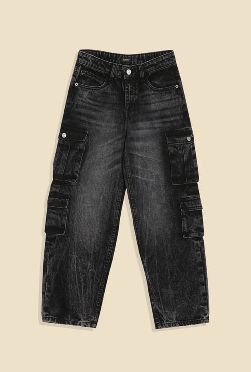 ALLEN SOLLY Boys Washed Regular Fit Cargo Jeans