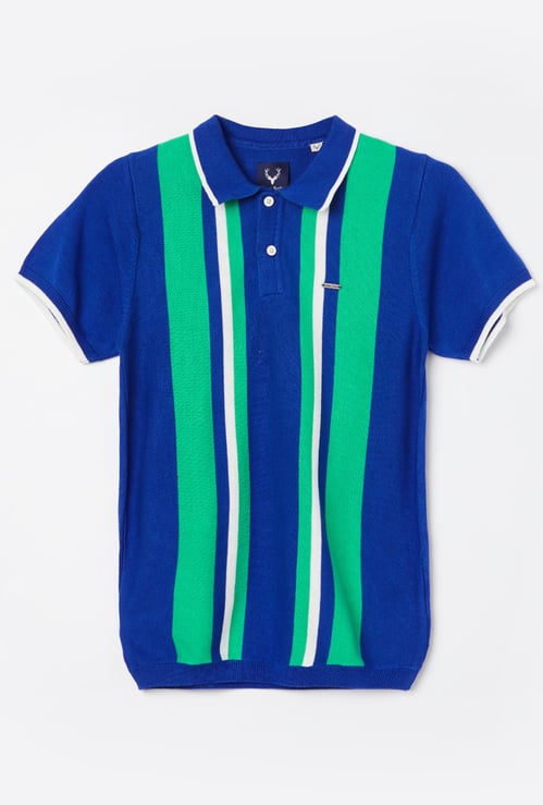 ALLEN SOLLY Boys Striped Polo T-shirt