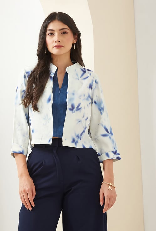 LATIN QUARTERS Floral Print Open-Front Jacket