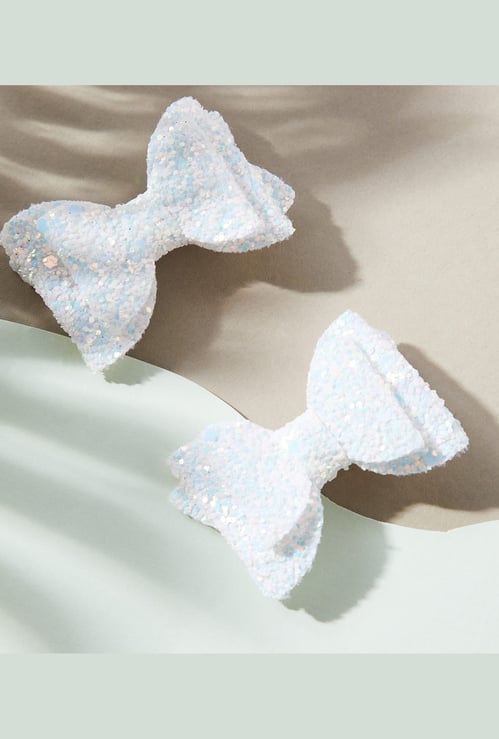FAME FOREVER Glitter Bow Hair Clips - Pack of 2