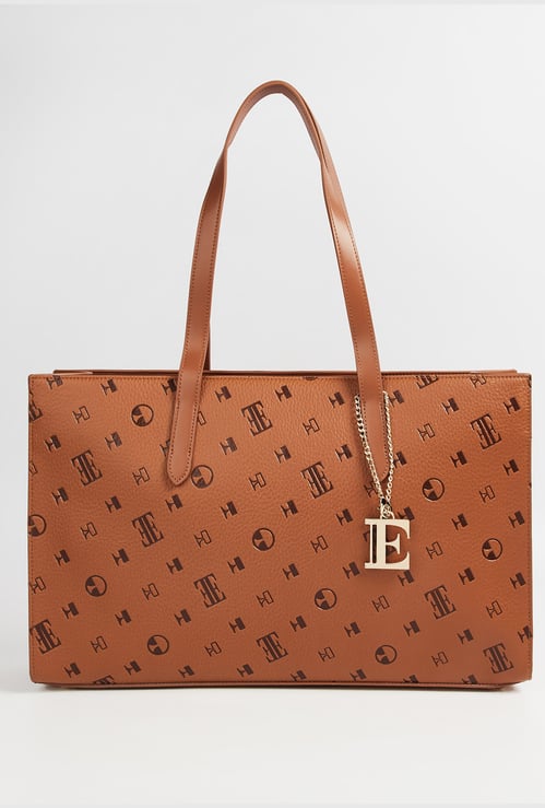 ELLE Monogram Print Laptop Bag