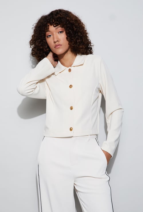 CODE Solid Button-Front Jacket