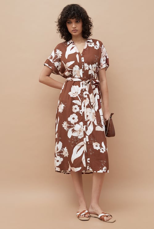 COLOUR ME Floral Print Shirt Dress