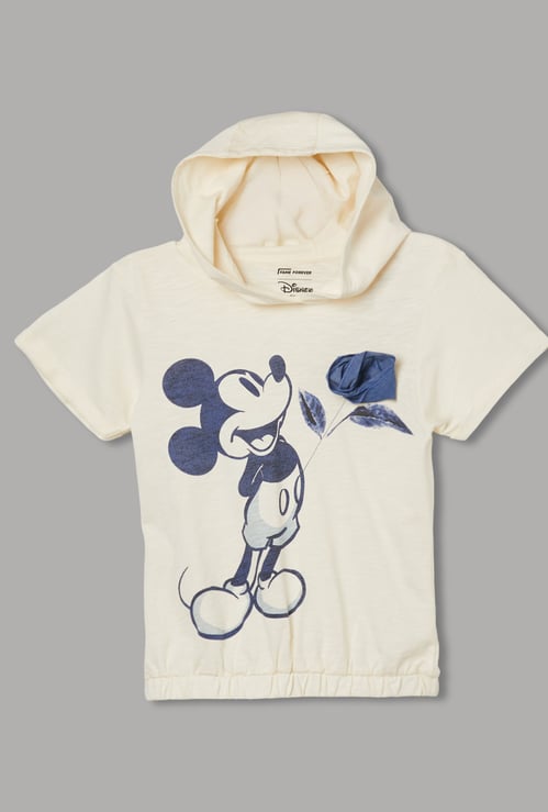 FAME FOREVER Girls Minnie Mouse Print Hooded T-shirt