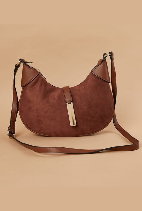 CODE Faux Suede Hobo Bag