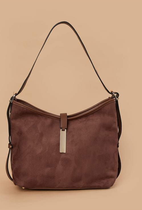 CODE Faux Suede Shoulder Bag