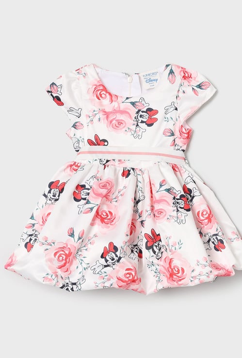 JUNIORS Girls Minnie Mouse Printed Fit and Flare Dress