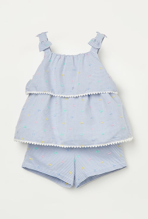 JUNIORS Girls Striped Top with Shorts