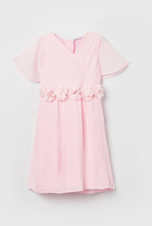FAME FOREVER Girls Flower Detailed Wrap Dress