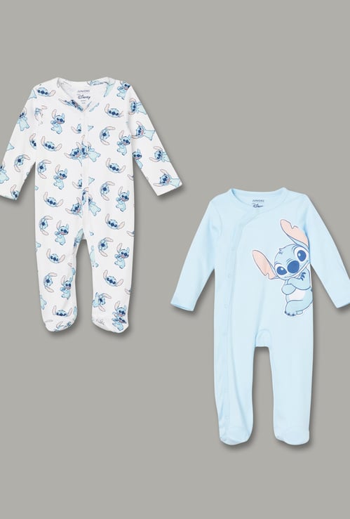 JUNIOR BABY Boys Stitch Print Sleepsuit - Pack of 2