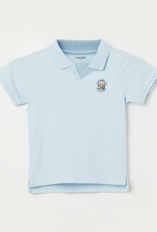 JUNIORS Boys Knitted Johnny Collar T-shirt