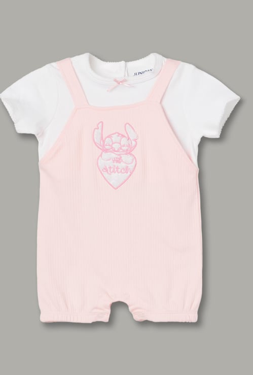 JUNIOR BABY Girls Stitch Embroidered Rompers