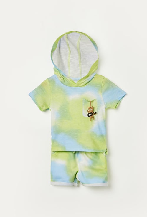 JUNIORS Tie Dye Hooded T-shirt with Shorts