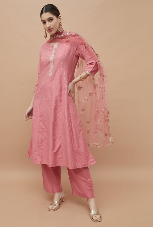 MELANGE Embroidered Kalidar Kurta Set
