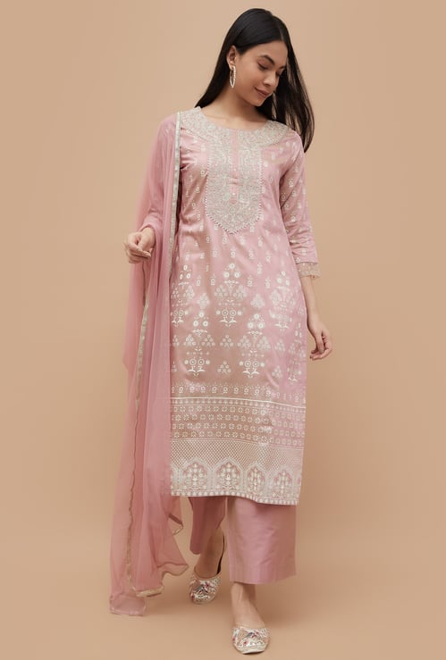 MELANGE Ethnic Motif Straight Kurta Set