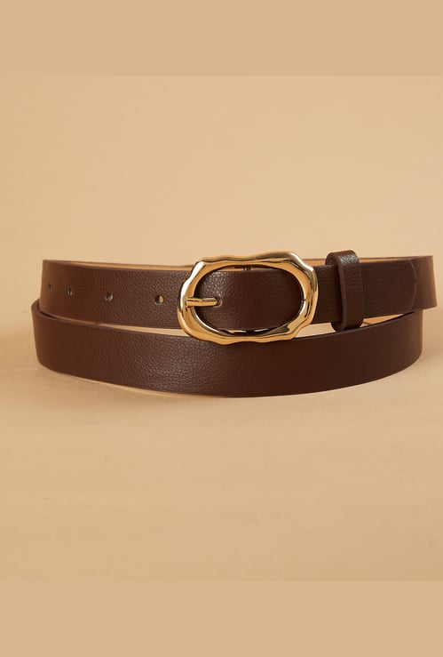 GINGER Solid Belt with Organic-Shaped Buckle