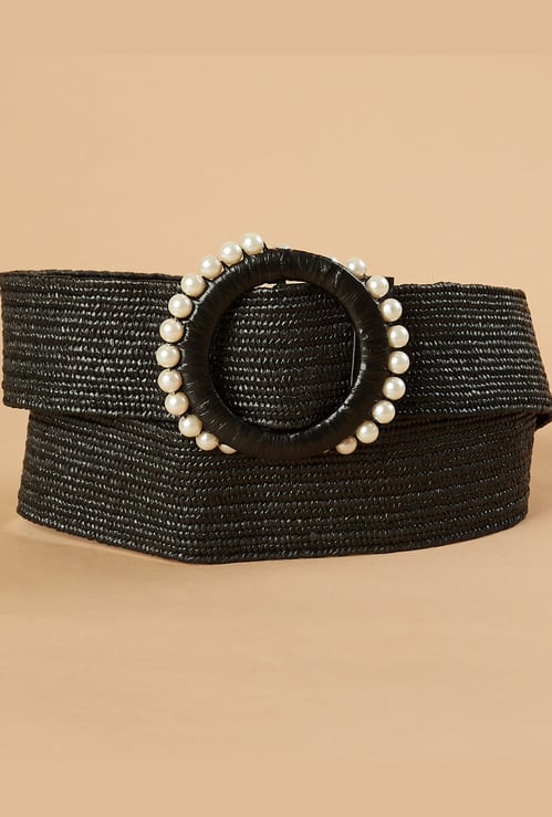 GINGER Braided Belt with Pearl Buckle