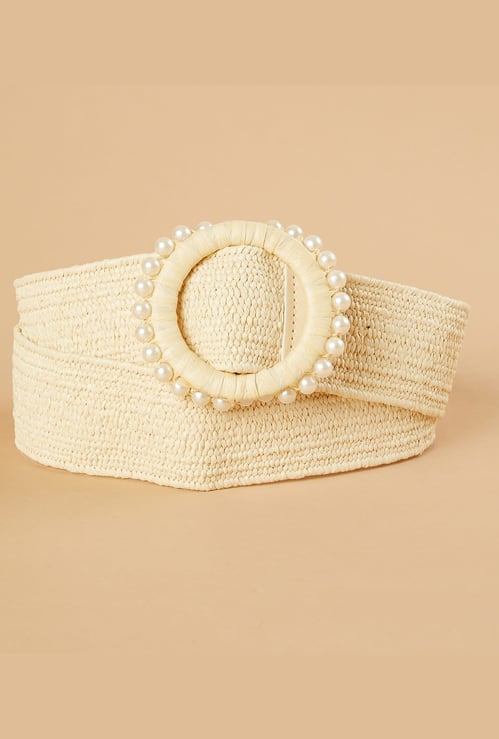 GINGER Braided Belt with Pearl Buckle