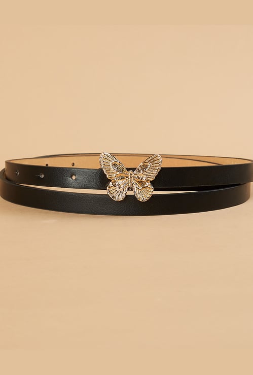 GINGER Solid Belt with Butterfly Buckle