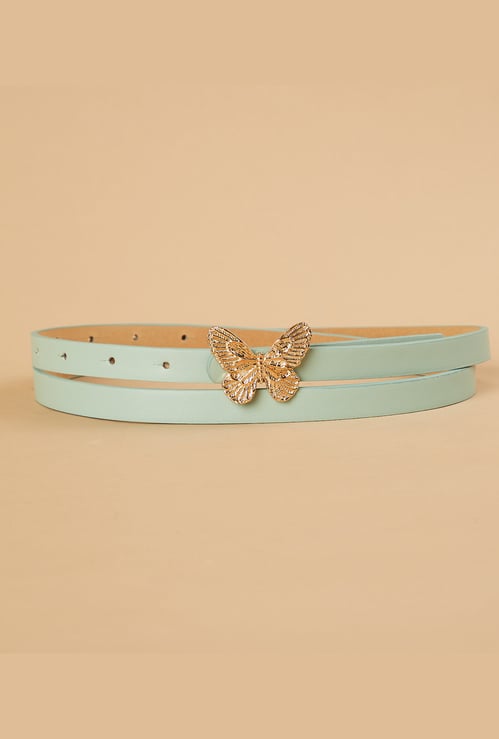GINGER Solid Belt with Butterfly Buckle