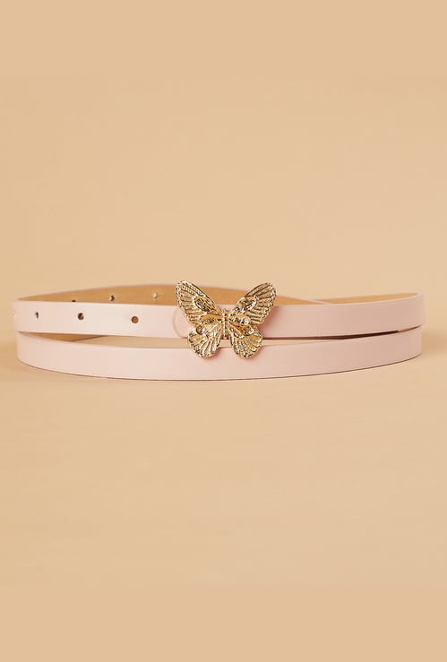 GINGER Solid Belt with Butterfly Buckle