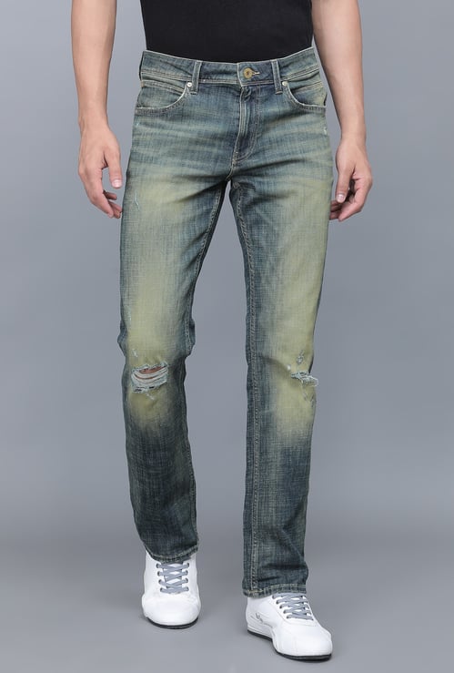 JACK & JONES Distressed Regular Straight Jeans