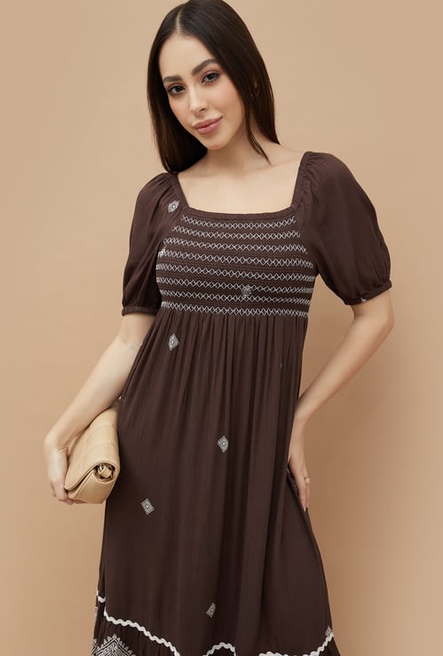 FAME FOREVER Embroidered A-Line Dress