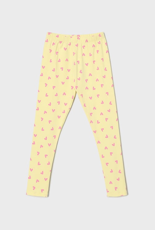FAME FOREVER Girls Heart Print Elasticated Leggings