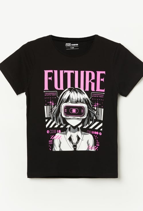 FAME FOREVER Girls Graphic Print T-shirt