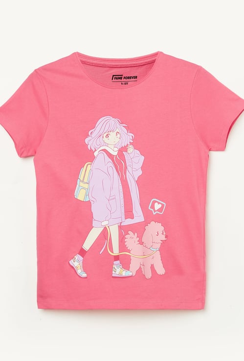 FAME FOREVER Girls Graphic Print T-shirt