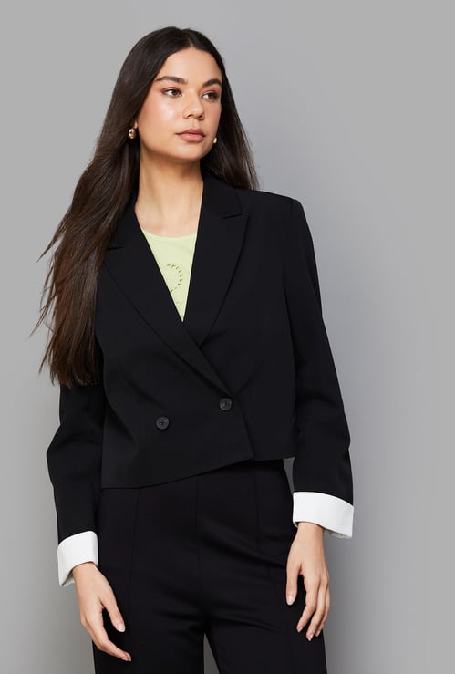 ONLY Solid Double-Breasted Blazer