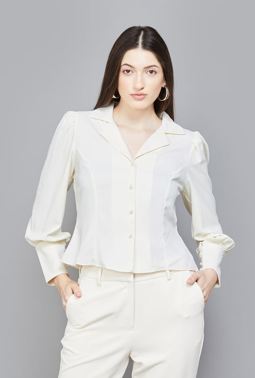 VERO MODA Solid Bishop Sleeves Shirt
