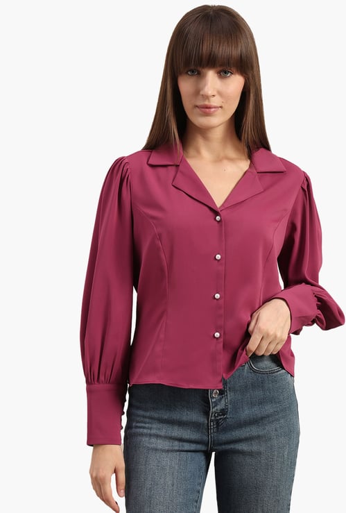 VERO MODA Solid Bishop Sleeves Shirt