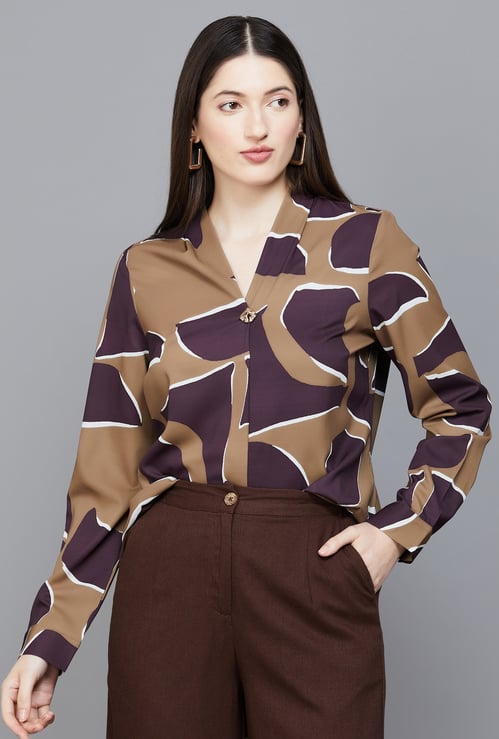 VERO MODA Abstract Print V-neck Top
