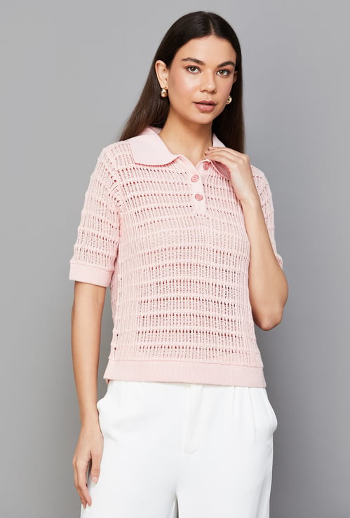 VERO MODA Knitted Collared Top